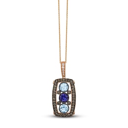 Le Vian Chocolatier Tanzanite & Aquamarine Necklace 5/8 ct tw Diamonds 14K Strawberry Gold 18&quot;