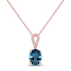 Thumbnail Image 1 of Blue Topaz Necklace 1/20 ct tw Diamonds 10K Rose Gold 18&quot;