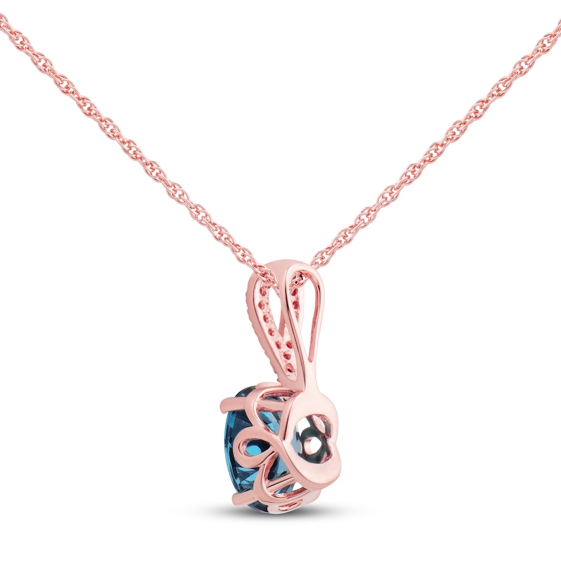 Main Image 3 of Blue Topaz Necklace 1/20 ct tw Diamonds 10K Rose Gold 18&quot;