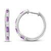 Thumbnail Image 0 of Amethyst & White Lab-Created Sapphire Hoop Earrings Sterling Silver