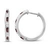 Thumbnail Image 0 of Garnet & White Lab-Created Sapphire Hoop Earrings Sterling Silver