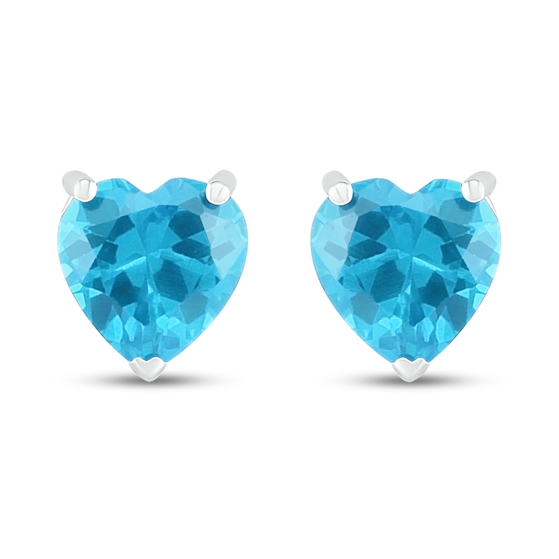 Main Image 3 of Blue Topaz Heart Stud Earrings Sterling Silver