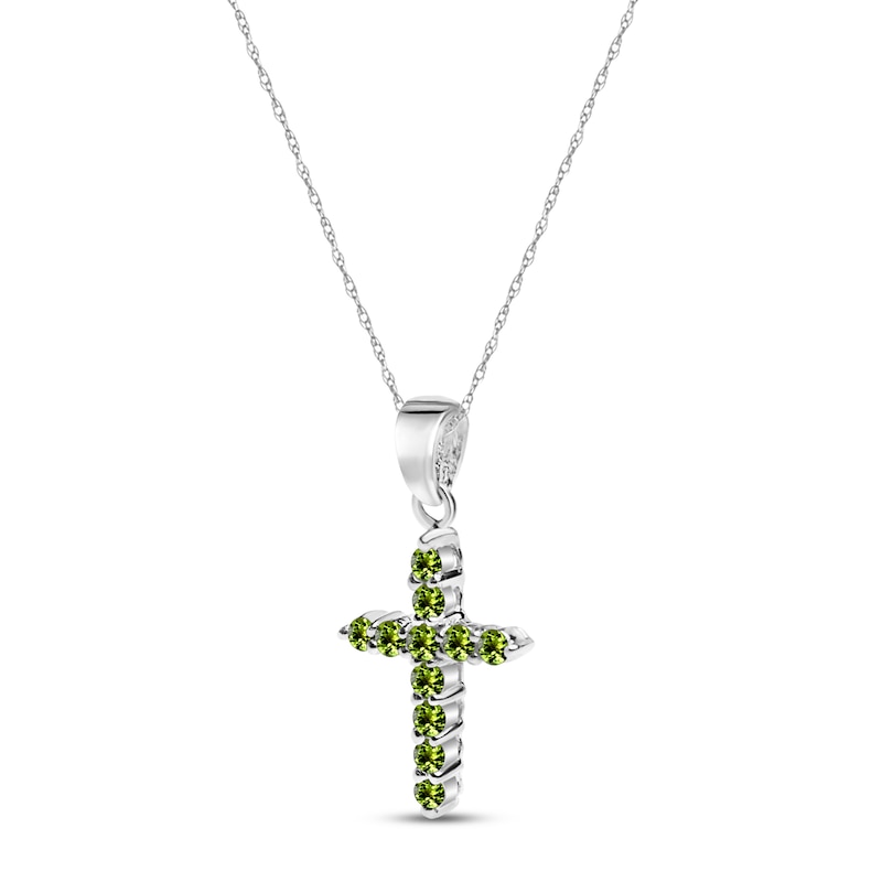 Main Image 2 of Peridot Cross Necklace Sterling Silver 18&quot;