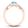 Thumbnail Image 1 of Swiss Blue Topaz Heart Ring 1/6 ct tw Diamonds 10K Rose Gold