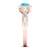 Thumbnail Image 2 of Swiss Blue Topaz Heart Ring 1/6 ct tw Diamonds 10K Rose Gold