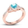 Thumbnail Image 3 of Swiss Blue Topaz Heart Ring 1/6 ct tw Diamonds 10K Rose Gold
