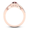 Thumbnail Image 1 of Garnet Heart Ring 1/6 ct tw Diamonds 10K Rose Gold