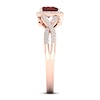 Thumbnail Image 2 of Garnet Heart Ring 1/6 ct tw Diamonds 10K Rose Gold