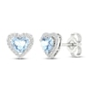 Thumbnail Image 0 of Aquamarine Heart Earrings 1/8 ct tw Diamonds 10K White Gold