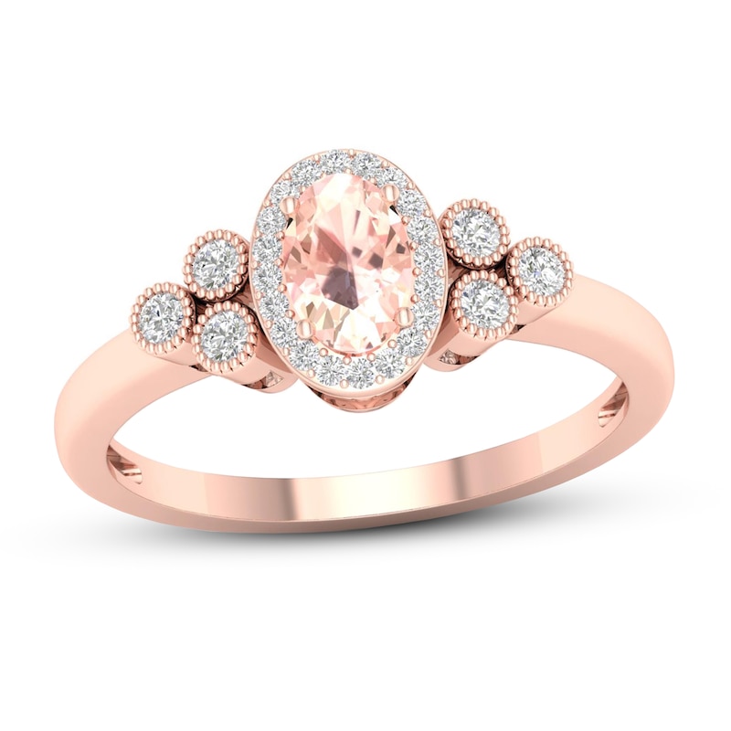 Morganite Ring 1/6 ct tw Diamonds 10K Rose Gold | Kay Outlet