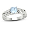 Thumbnail Image 0 of Aquamarine & White Lab-Created Sapphire Ring Sterling Silver