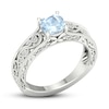 Thumbnail Image 3 of Aquamarine & White Lab-Created Sapphire Ring Sterling Silver