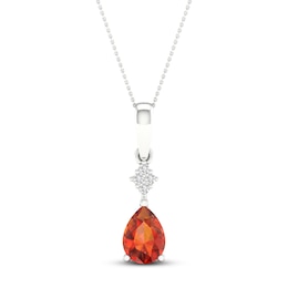 Citrine Necklace Diamond Accent 10K White Gold 18&quot;