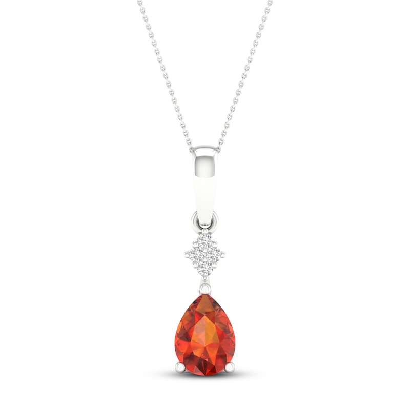 Citrine Necklace Diamond Accent 10K White Gold 18"