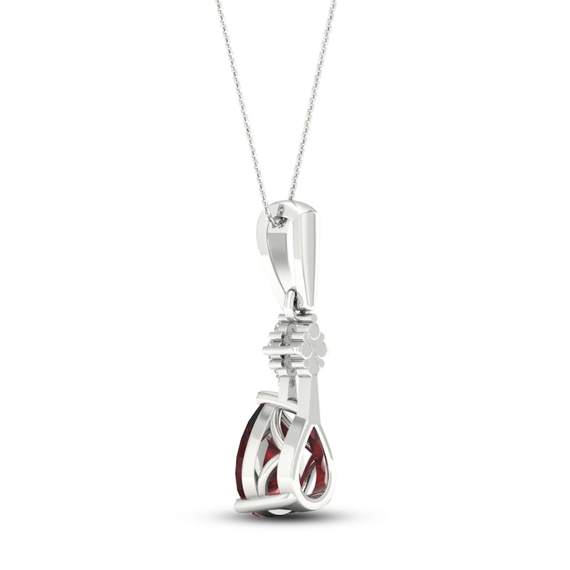 Garnet Necklace Diamond Accent 10K White Gold 18"