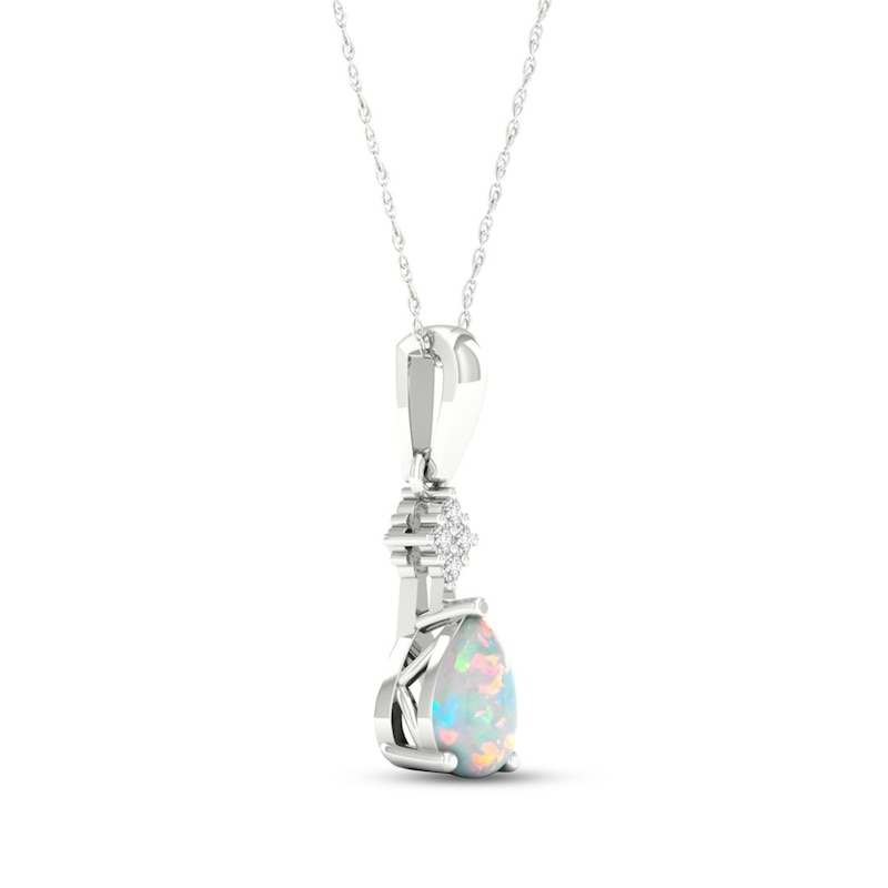 Main Image 2 of Opal Necklace Diamond Accent 10K White Gold 18&quot;