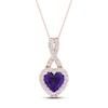 Thumbnail Image 1 of Amethyst Heart Necklace 1/10 ct tw Diamonds 10K Rose Gold 18&quot;