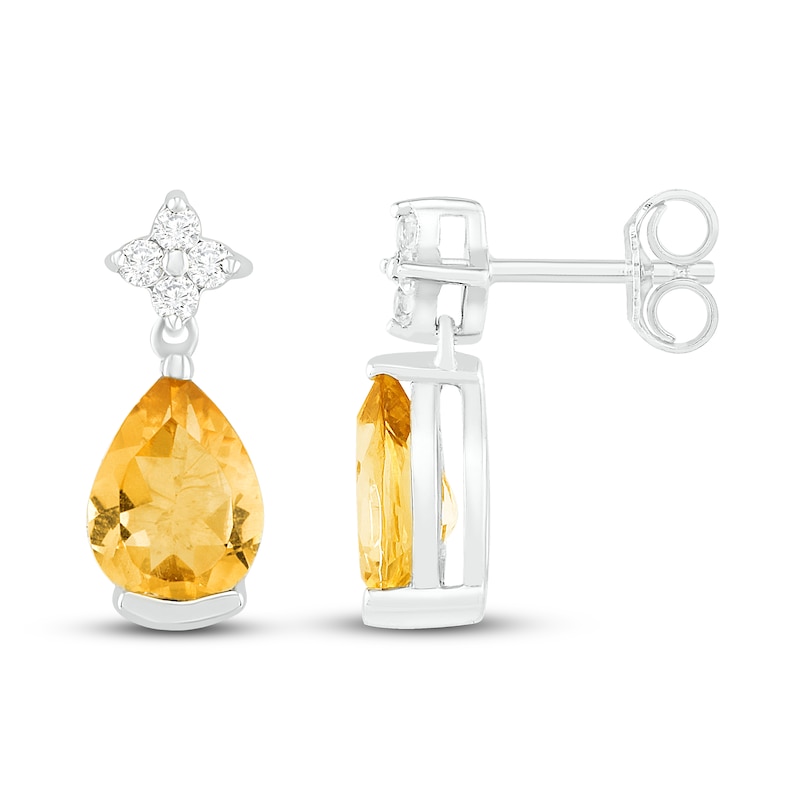 Citrine & White Lab-Created Sapphire Earrings Sterling Silver