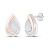 Thumbnail Image 1 of Lab-Created Opal & Diamond Earrings Sterling Silver & 10K Rose Gold