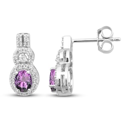 Amethyst & White Topaz Earrings Sterling Silver