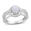 Thumbnail Image 1 of Lab-Created Opal & White Lab-Created Sapphire Ring Sterling Silver