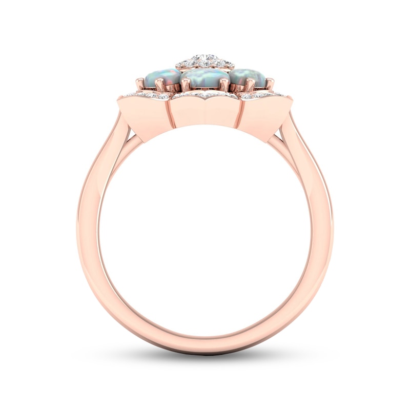 Lab-Created Opal & White Lab-Created Sapphire Ring 10K Rose Gold