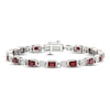 Thumbnail Image 1 of Garnet & Diamond Bracelet 1/20 ct tw Sterling Silver 7.25&quot;