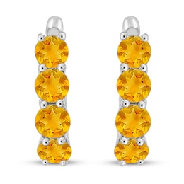 Citrine Hoop Earrings Sterling Silver