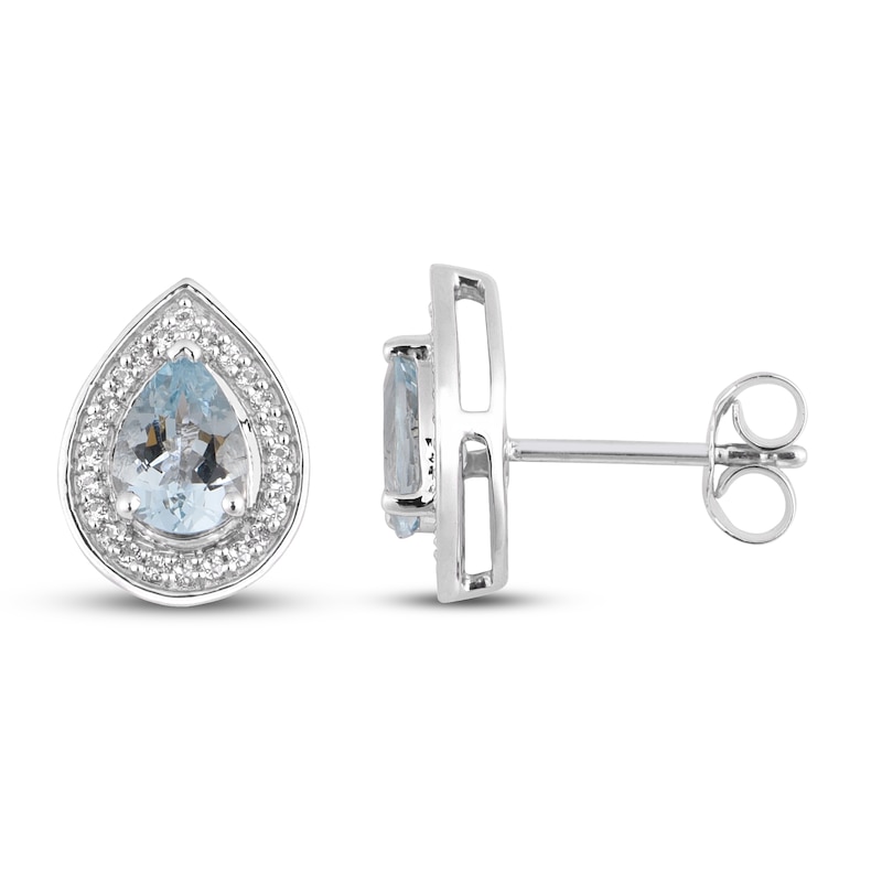 Aquamarine & White Topaz Earrings Sterling Silver