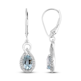 Aquamarine & White Topaz Drop Earrings Sterling Silver