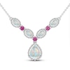 Thumbnail Image 1 of Lab-Created Opal & Pink Lab-Created Sapphire Necklace Sterling Silver 18&quot;