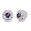 Thumbnail Image 1 of Amethyst & White Lab-Created Sapphire Earrings Sterling Silver