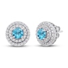 Thumbnail Image 0 of Swiss Blue Topaz & White Lab-Created Sapphire Earrings Sterling Silver