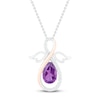 Thumbnail Image 1 of Amethyst & White Lab-Created Sapphire Angel Necklace Sterling Silver/10K Rose Gold 18&quot;