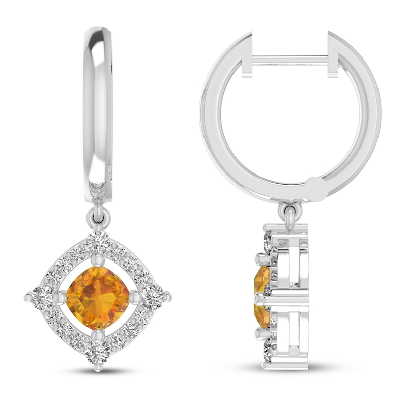 Citrine & White Lab-Created Sapphire Earrings Sterling Silver