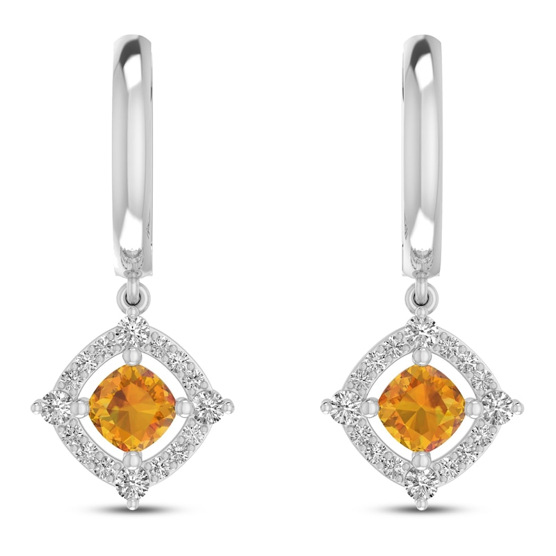 Citrine & White Lab-Created Sapphire Earrings Sterling Silver