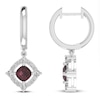 Thumbnail Image 1 of Garnet & White Lab-Created Sapphire Earrings Sterling Silver