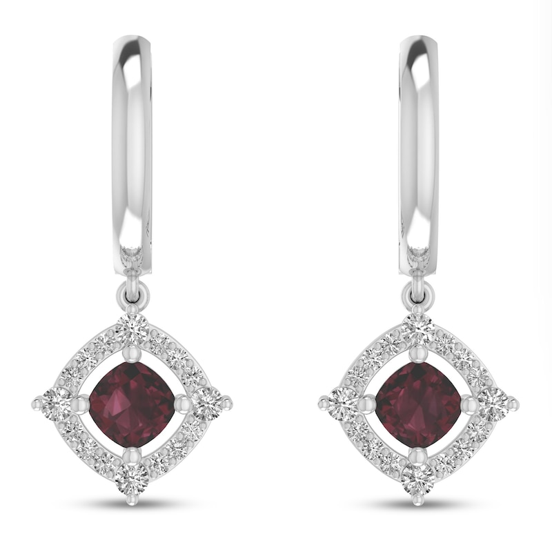 Main Image 2 of Garnet & White Lab-Created Sapphire Earrings Sterling Silver