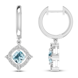 Blue Topaz & White Lab-Created Sapphire Earrings Sterling Silver