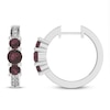 Thumbnail Image 1 of Garnet & White Lab-Created Sapphire Huggie Earrings Sterling Silver