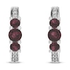 Thumbnail Image 2 of Garnet & White Lab-Created Sapphire Huggie Earrings Sterling Silver