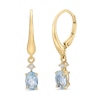 Thumbnail Image 0 of Aquamarine & Diamond Drop Earrings 1/20 ct tw Oval/Round-Cut 10K Yellow Gold