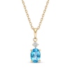 Thumbnail Image 1 of Swiss Blue Topaz & Diamond Necklace 1/20 ct tw Oval/Round-Cut 10K Yellow Gold 18&quot;