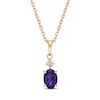 Thumbnail Image 0 of Amethyst & Diamond Necklace 1/20 ct tw Oval/Round-Cut 10K Yellow Gold 18"