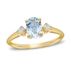 Thumbnail Image 1 of Aquamarine & Diamond Ring 1/10 ct tw Oval/Round-Cut 10K Yellow Gold