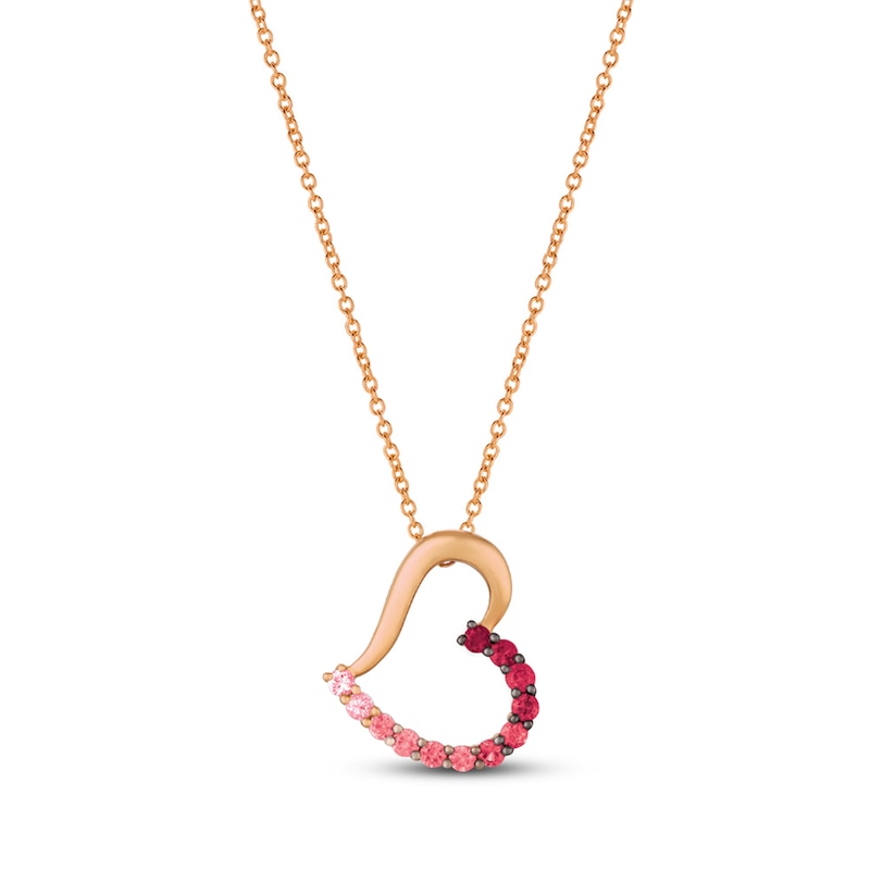 Le Vian Ombré Sapphire and Ruby Necklace 14K Strawberry Gold 18"