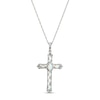 Thumbnail Image 1 of Lab-Created Opal & White Lab-Created Sapphire Cross Necklace Sterling Silver 18&quot;