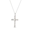 Thumbnail Image 3 of Lab-Created Opal & White Lab-Created Sapphire Cross Necklace Sterling Silver 18&quot;