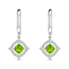 Thumbnail Image 2 of Peridot & White Lab-Created Sapphire Huggie-Dangle Earrings Cushion/Round-Cut Sterling Silver