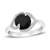 Thumbnail Image 0 of Black Onyx & White Lab-Created Sapphire Ring Round-Cut 10K Sterling Silver